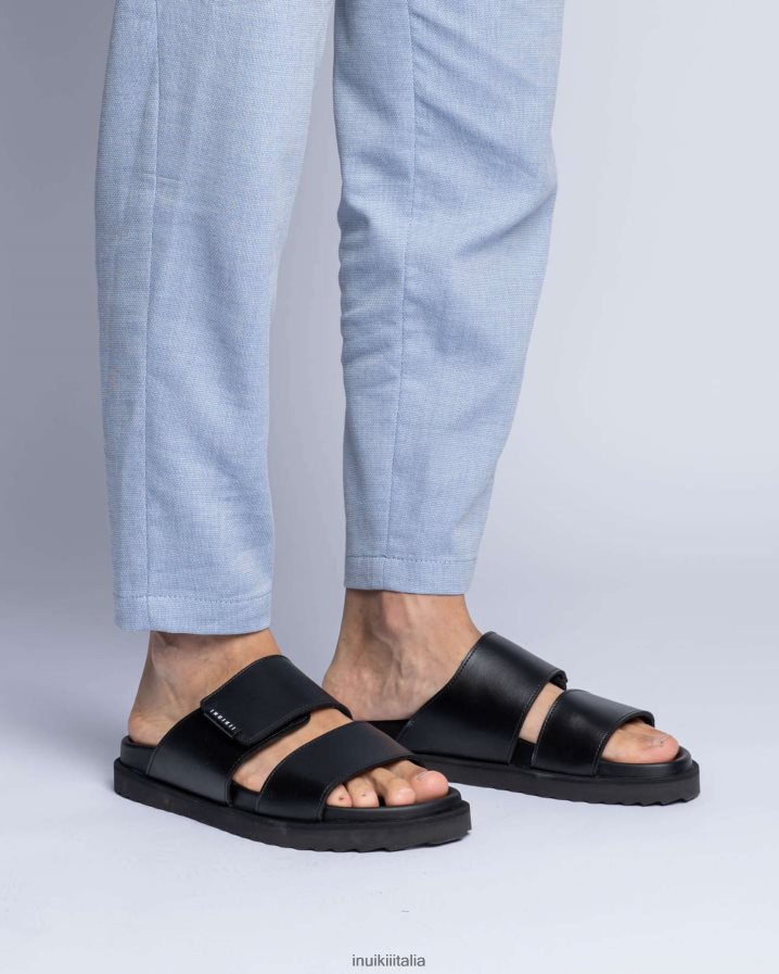 INUIKII uomini doppia fascia in pelle calzature nero 6FFJHD351