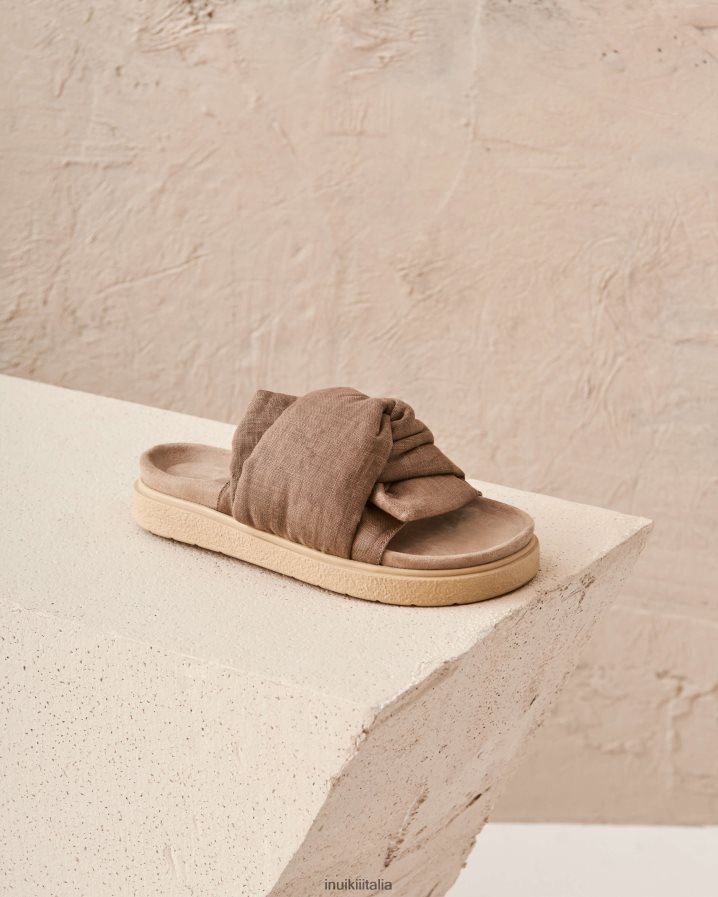 INUIKII donne nodo lino calzature tortora 6FFJHD78