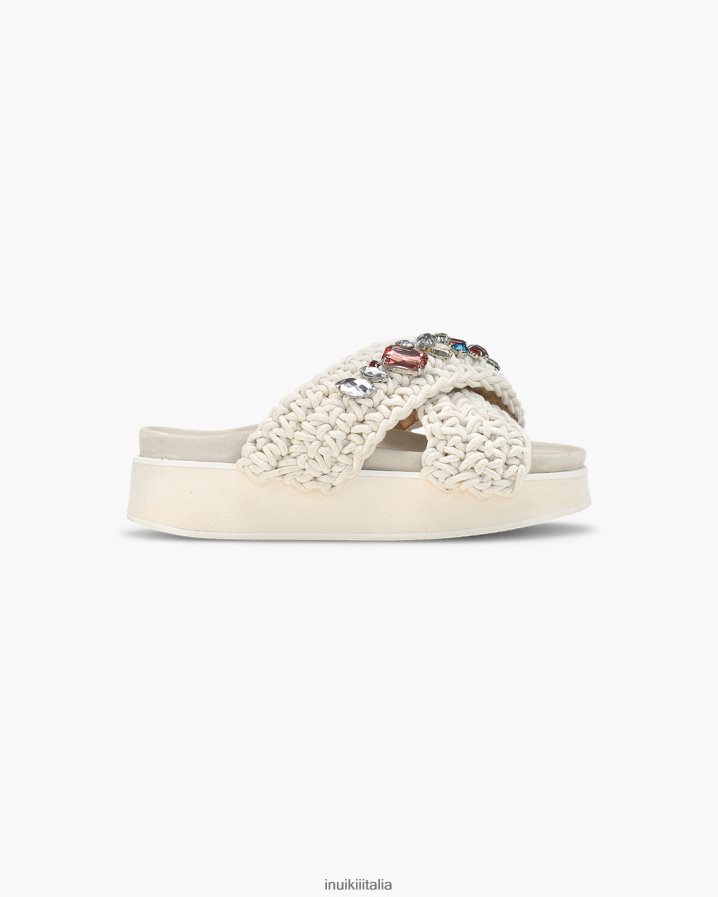 INUIKII donne piattaforma di pietre intrecciate calzature bianco 6FFJHD16