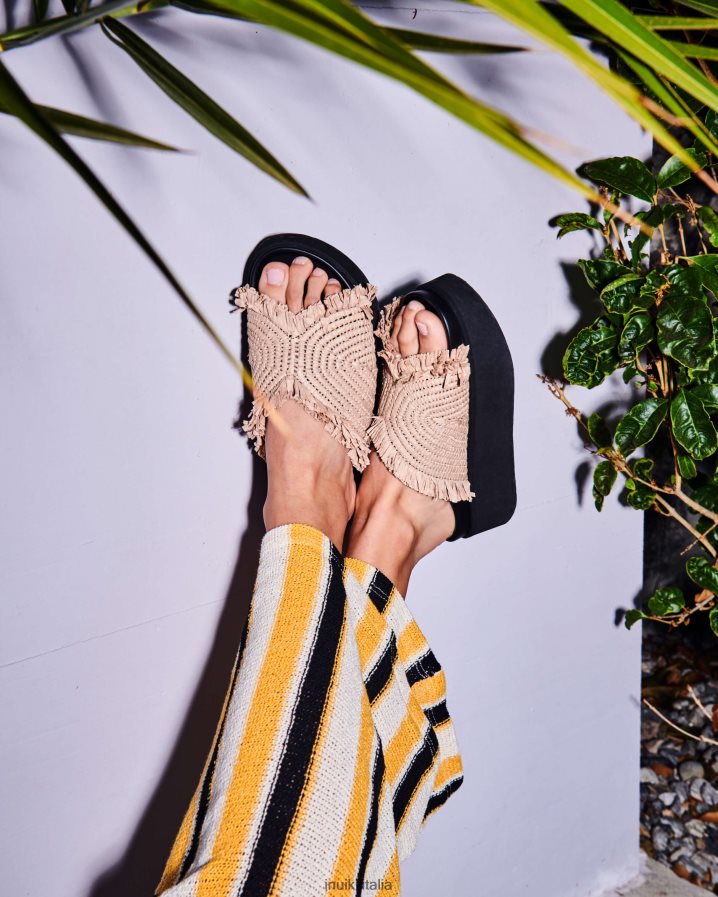 INUIKII donne piattaforma rafia luna calzature bianco 6FFJHD81