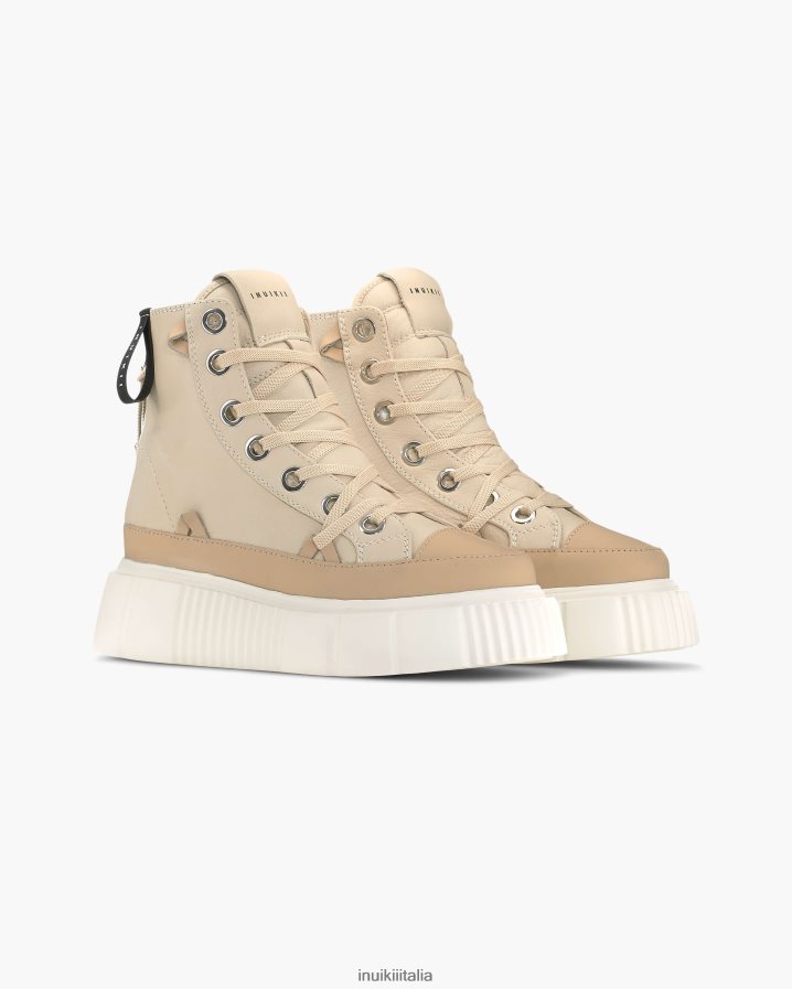 INUIKII donne matilda in pelle alta calzature crema 6FFJHD49
