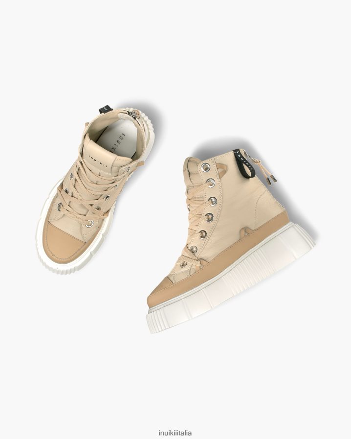 INUIKII donne matilda in pelle alta calzature crema 6FFJHD49