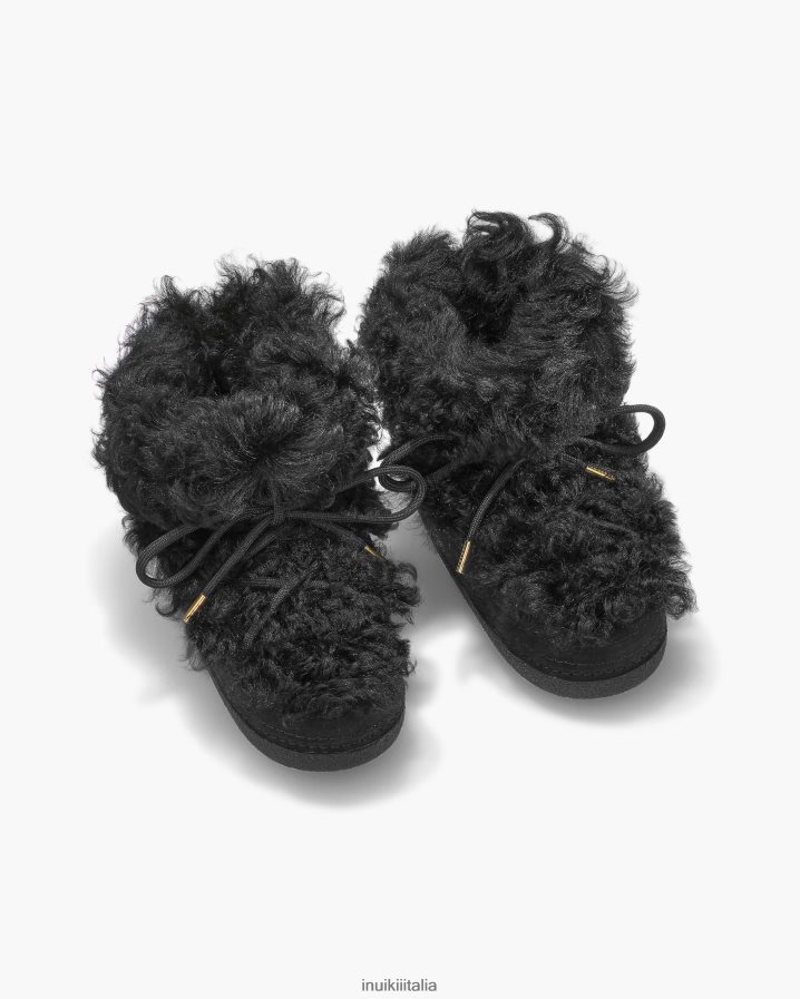 INUIKII donne lungo stivale riccio calzature nero 6FFJHD218