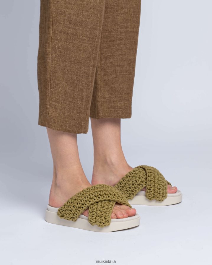 INUIKII donne intrecciata calzature cachi 6FFJHD20