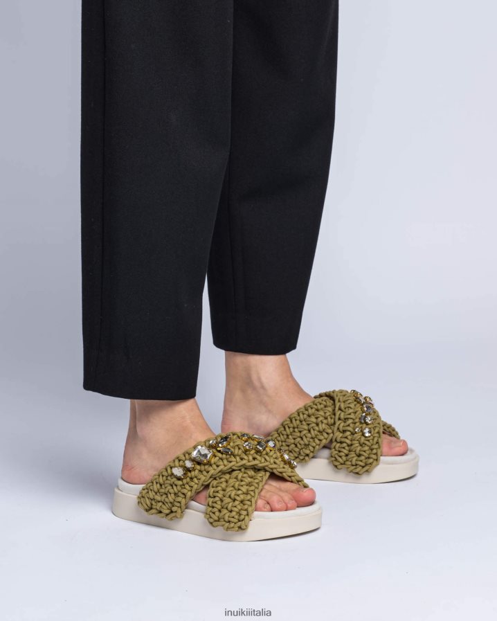 INUIKII donne pietre intrecciate calzature cachi 6FFJHD11