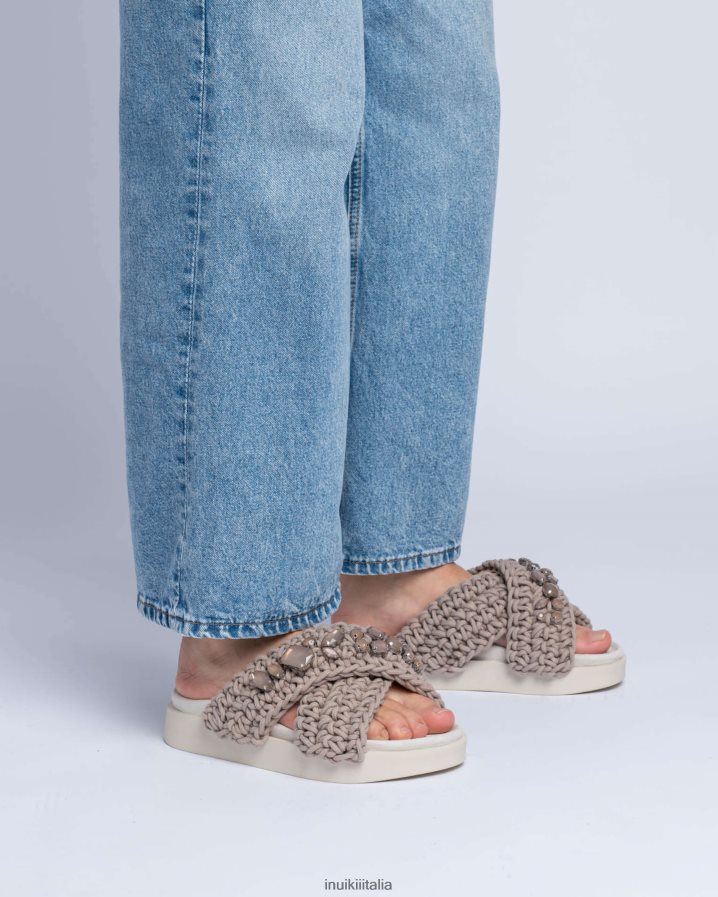 INUIKII donne pietre intrecciate calzature tortora 6FFJHD7