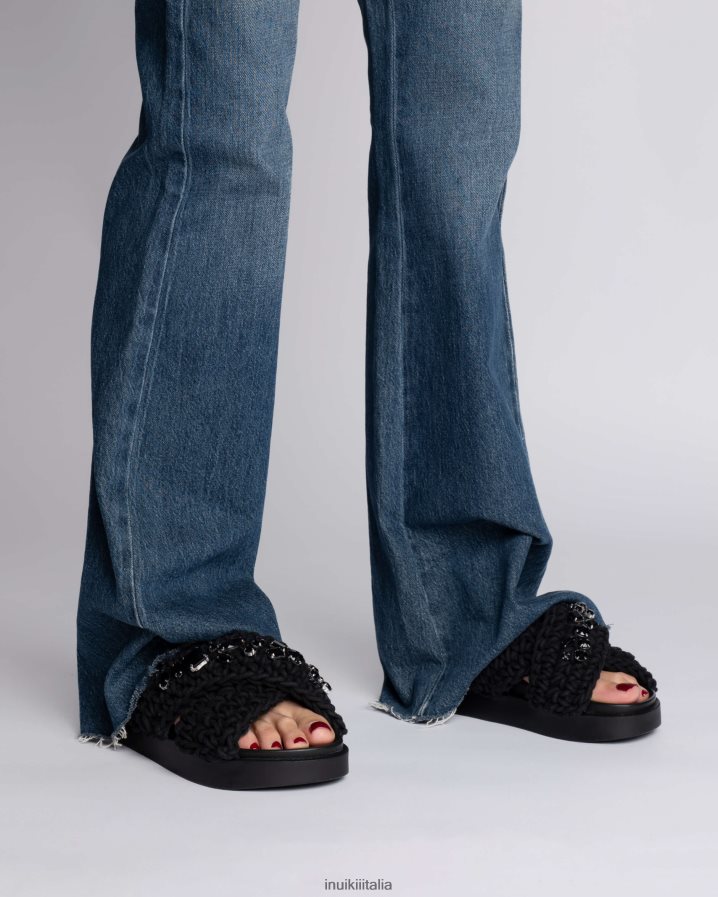 INUIKII donne pietre intrecciate calzature vero nero 6FFJHD4